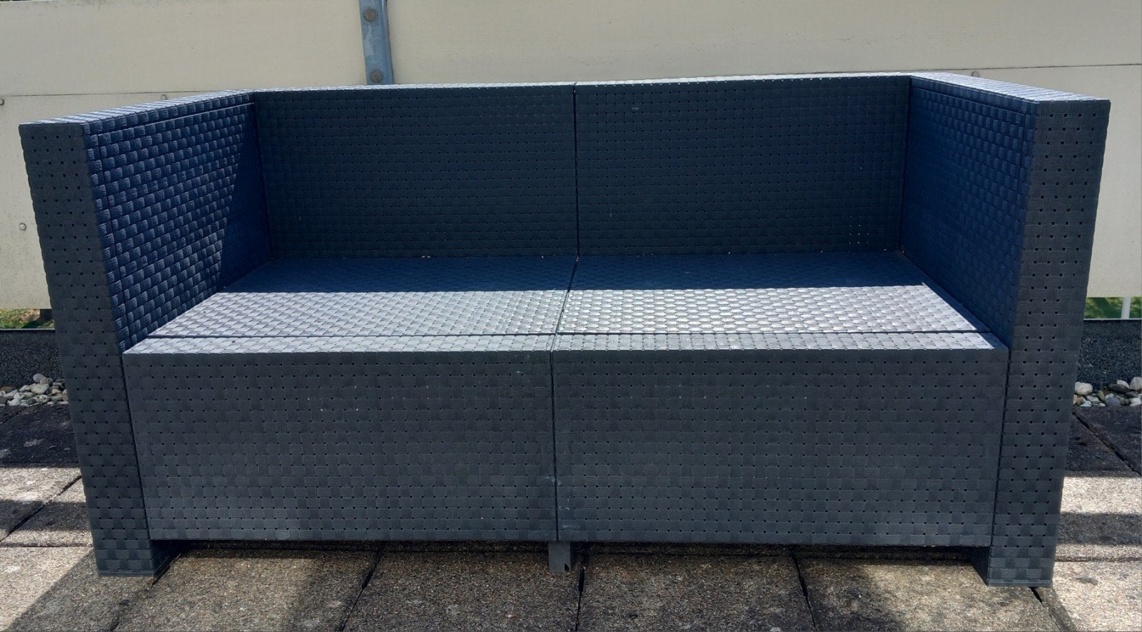 Zwarte Wicker Lounge Bank, Gebruikt, Loungeset, Wicker, Bank