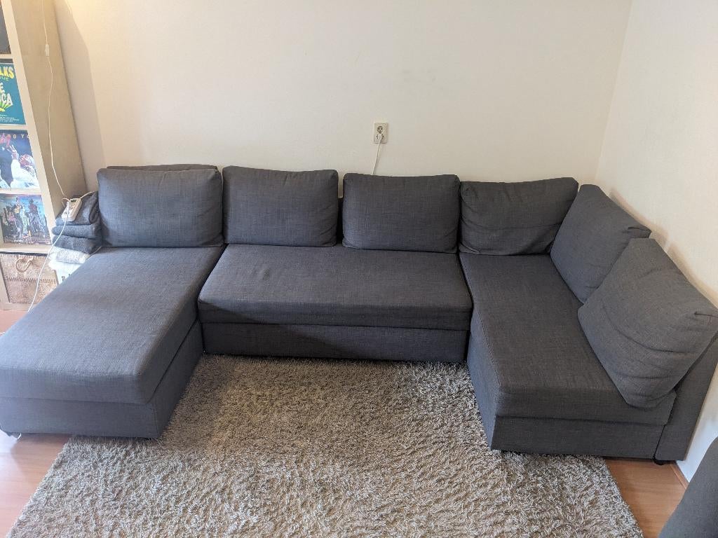 Donkergrijs sofa-slaapbank met opberger in U-vorm, Ophalen, Gebruikt, Modern IKEA