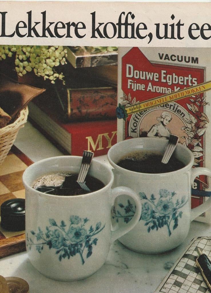 Retro reclame 198 Douwe Egberts koffie mokken bekers, Verzenden, Overige typen