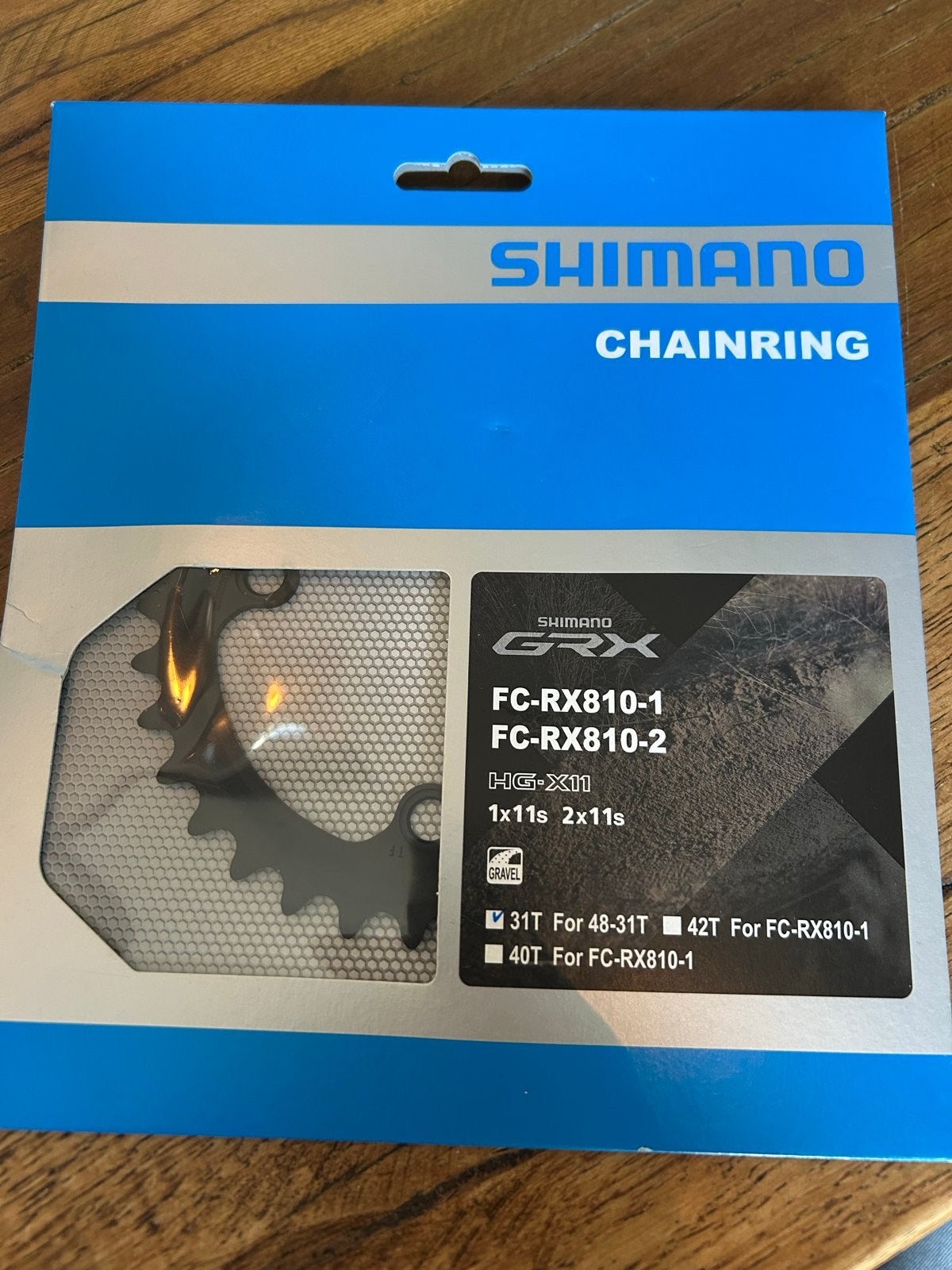 Shimano GRX FC-RX810-1 Kettingblad 31T voor Gravel, Fietsen en Brommers, Fietsonderdelen, Overige materialen, Nieuw, Ophalen of Verzenden