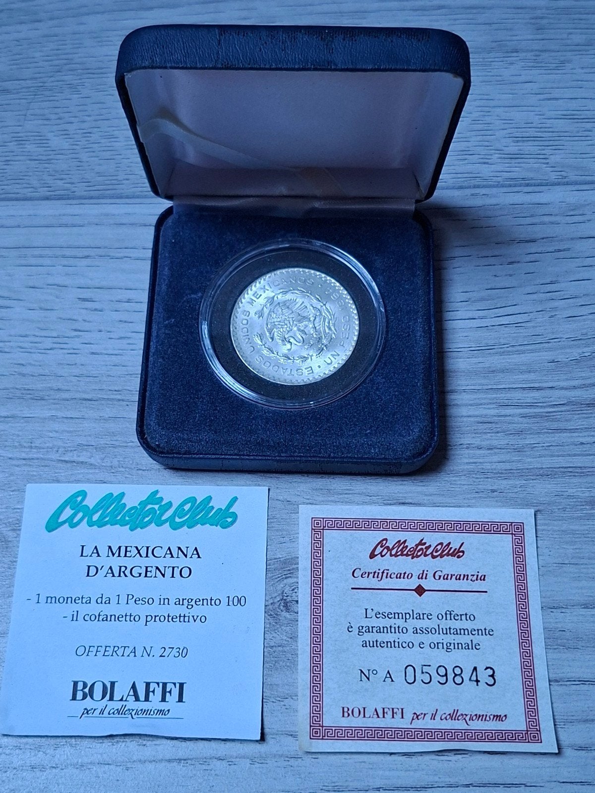 Zilveren 1 Peso Mexico 1964 – Bolaffi Set met Certificaat, Zilver, Overige landen, Losse munt, Overige waardes