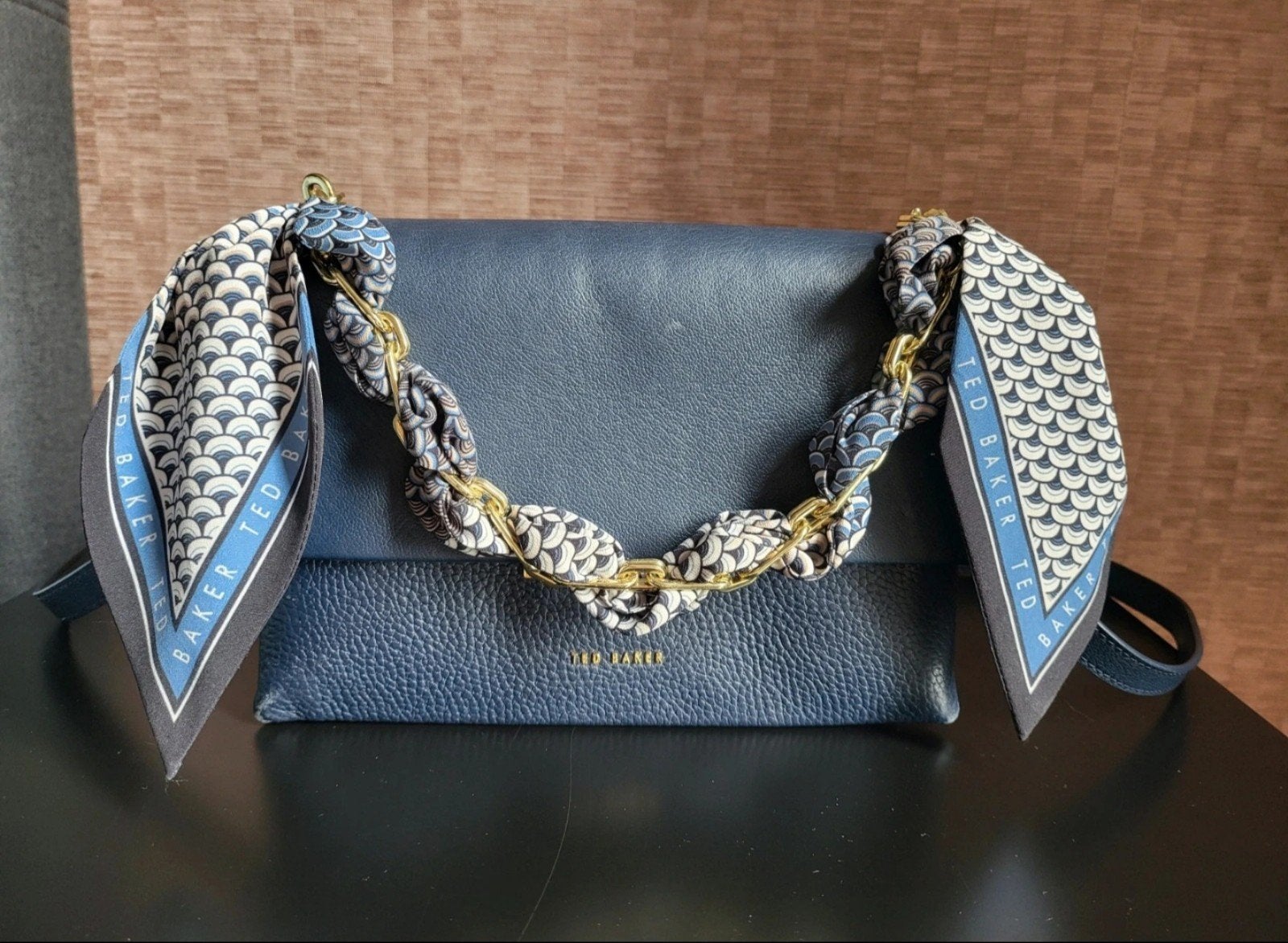 Ted Baker Leren Schoudertas - Donkerblauw, Ophalen of Verzenden