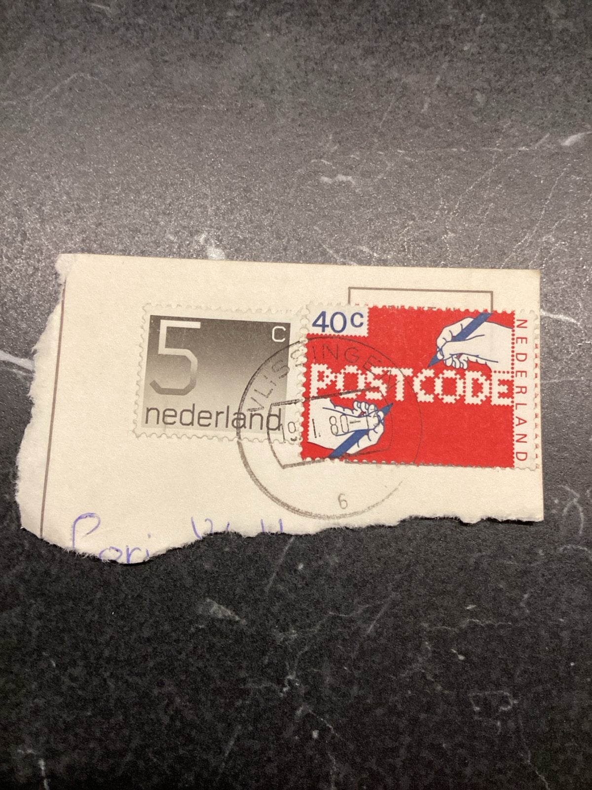 Nederlandse Postzegel 5C en 40C Postcode Vlissingen, Ophalen of Verzenden, Na 1940, Gestempeld