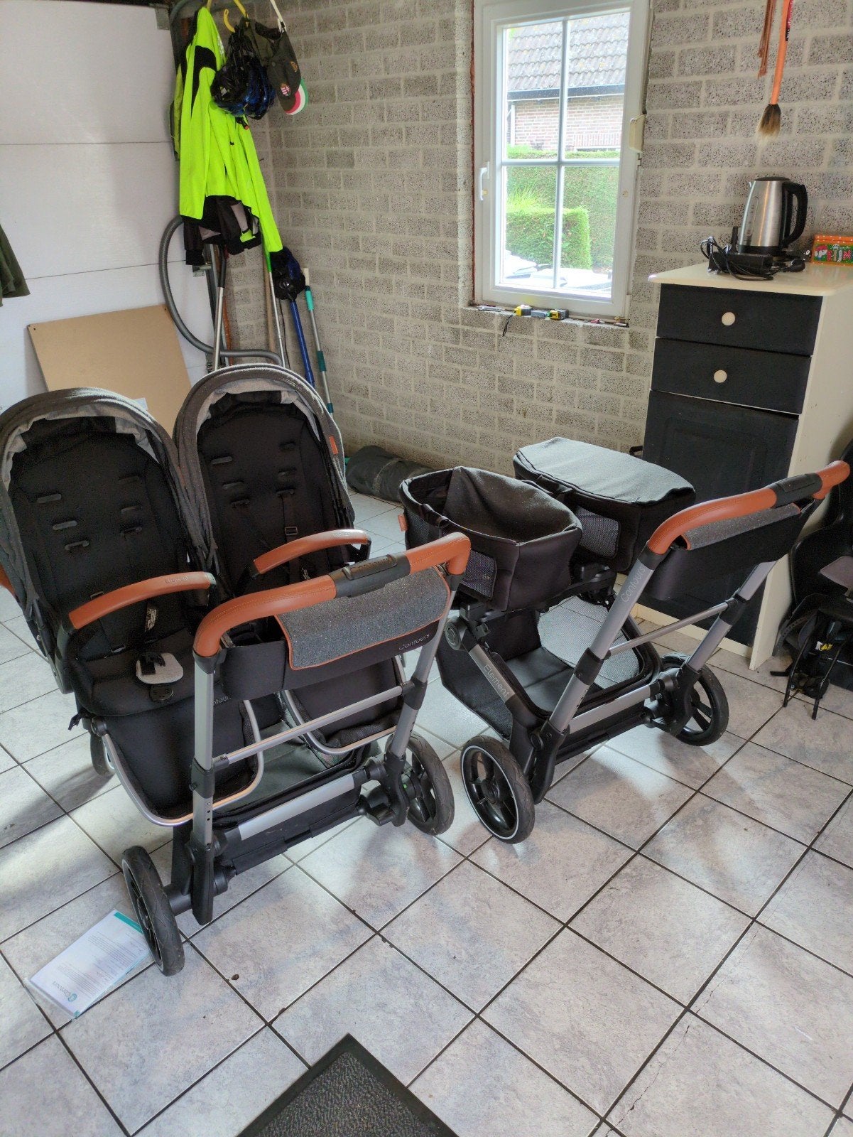 Contours tweeling  kinderwagen met 2 onderstellen, Nieuw, Duowagen, Ophalen, Kinderwagen