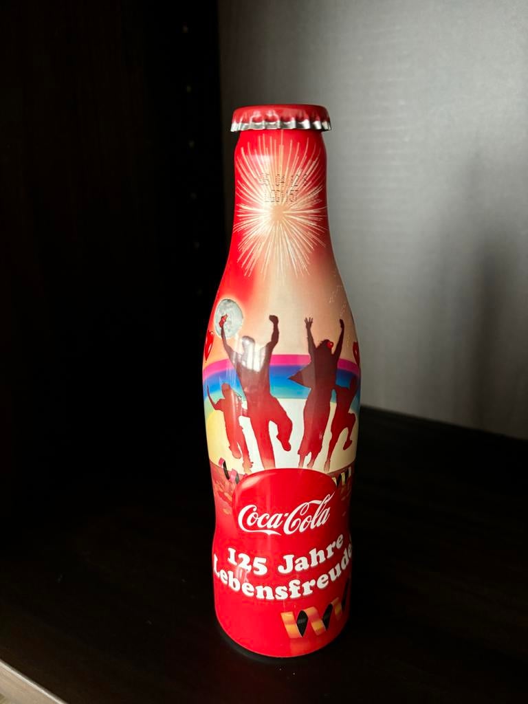 Coca Cola flesje 125 Jahre Lebensfreude Aluminium, Ophalen of Verzenden, Zo goed als nieuw
