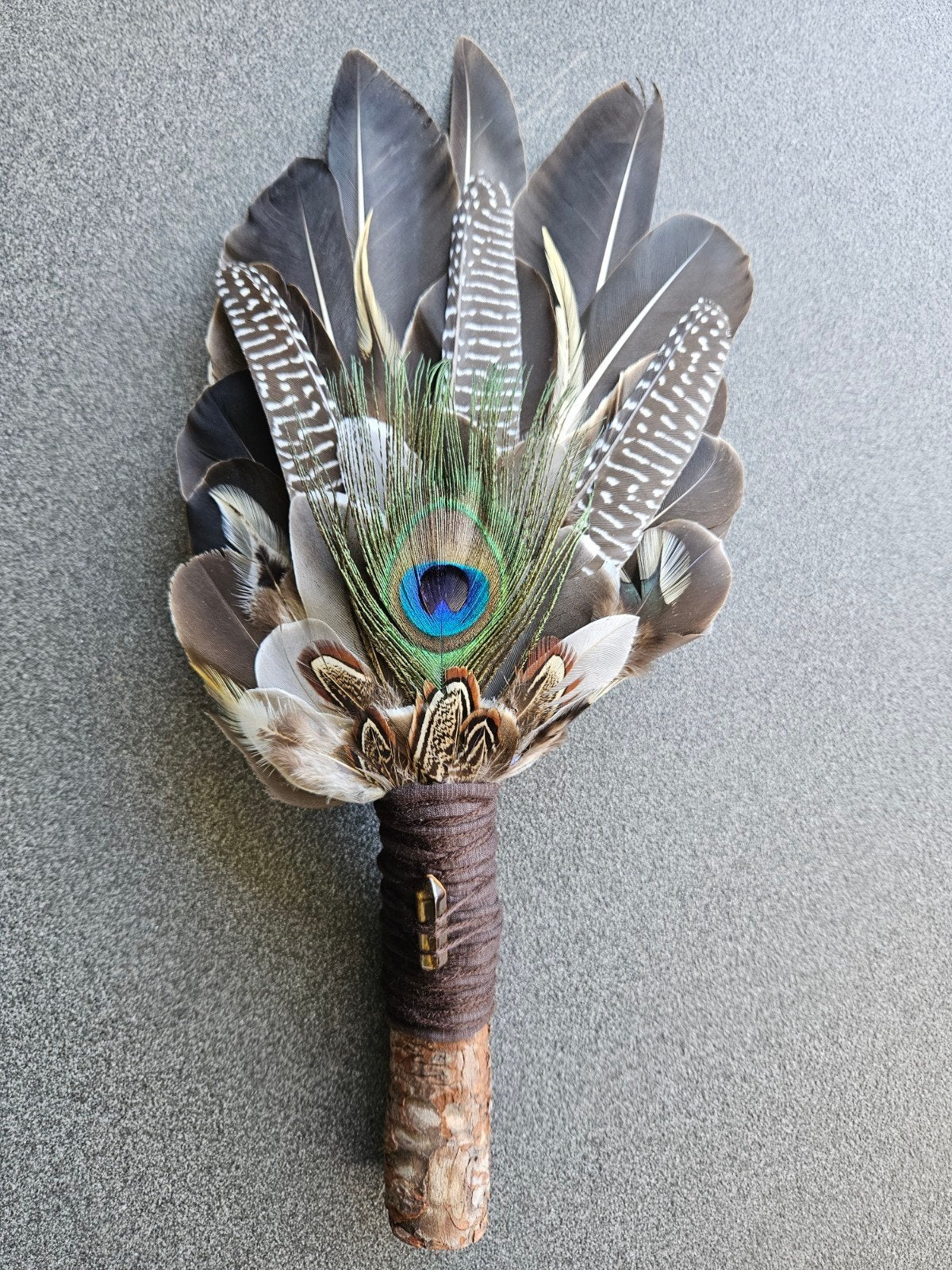 Smudge feathers tijgeroog veren waaier feather stick reiki, Ophalen of Verzenden