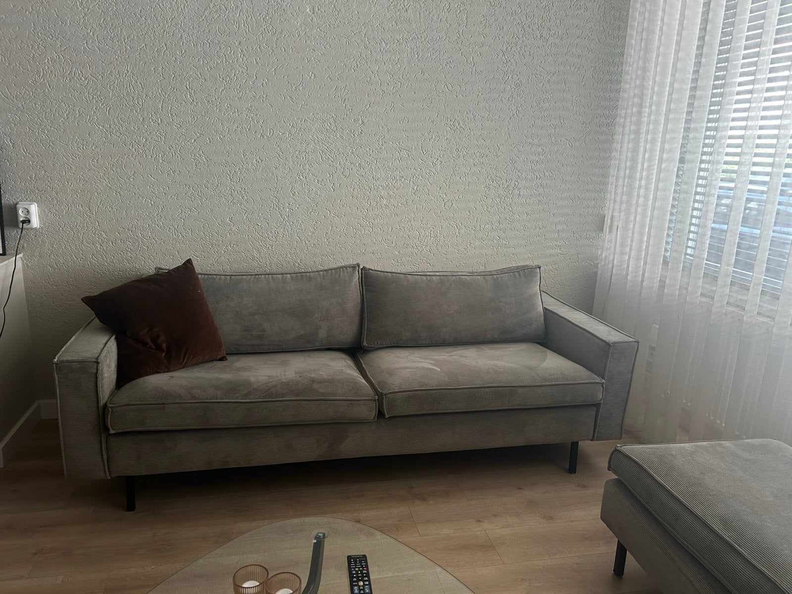 WOOOD 3-zits rib bank - Zo goed als nieuw, Huis en Inrichting, Banken | Bankstellen, Ophalen, Driepersoons, 75 tot 100 cm, Zo goed als nieuw