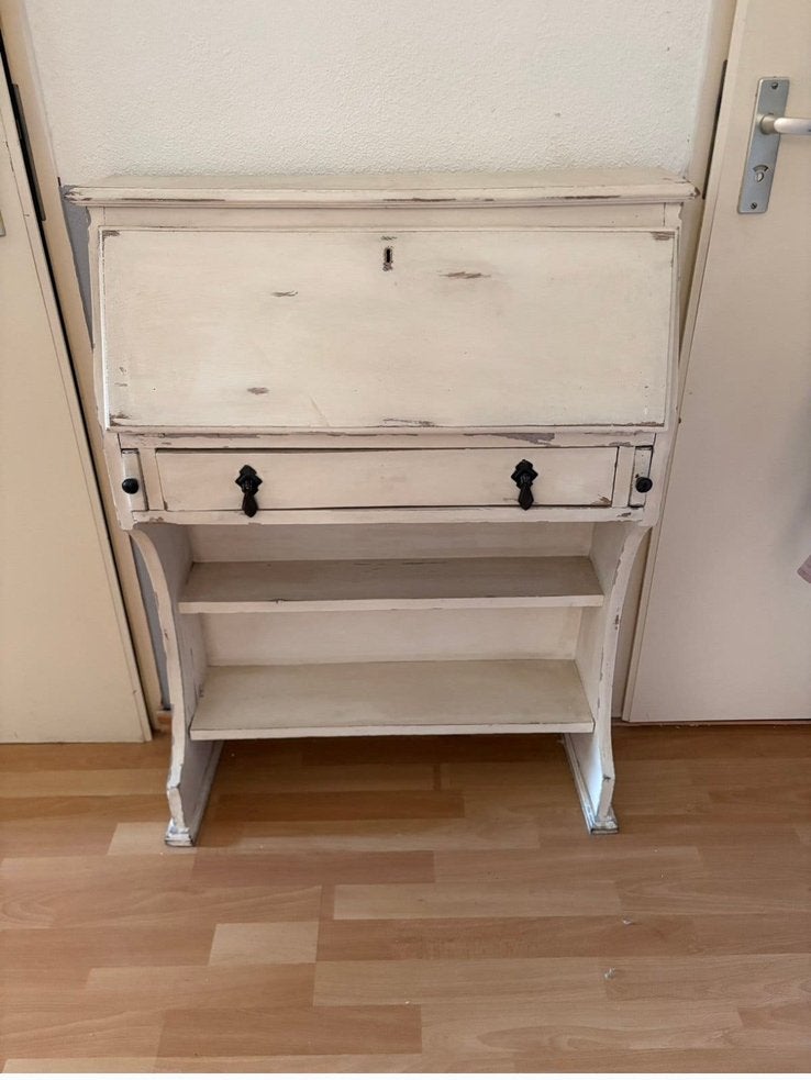 Mooie brocante witte shabby look secretaire, Ophalen