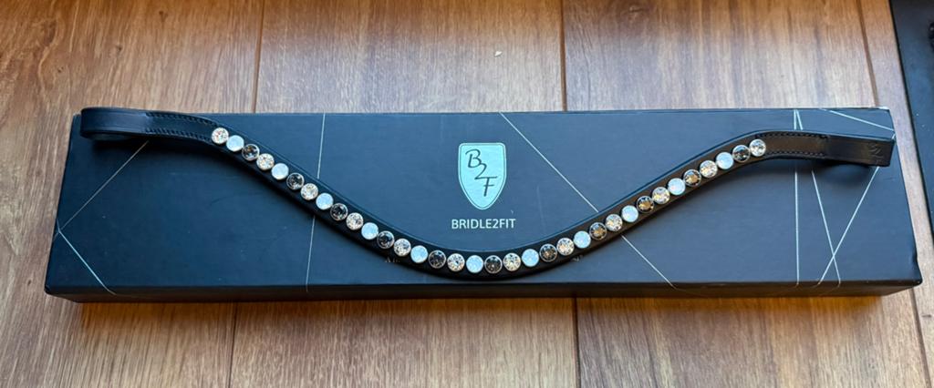 Bridle2Fit Swarovski frontriem zwart leer 42 cm, Dieren en Toebehoren, Ophalen of Verzenden, Nieuw, Dressuur