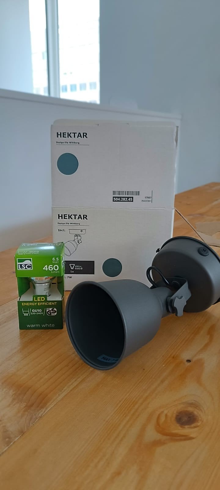 IKEA Hektar spot met GU10 LED lamp, grijs, Ophalen
