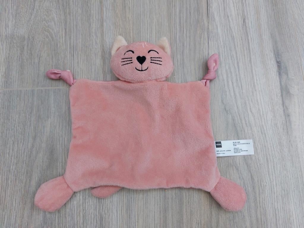Knuffel knuffeldoekje Hema poes kat roze L1831, Ophalen of Verzenden, Zo goed als nieuw
