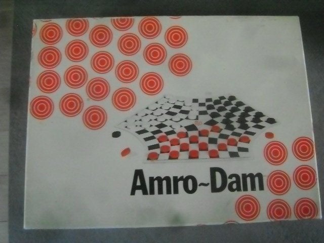 vintage amro dam spel-damspel voor 3 personen, Ophalen of Verzenden, Gebruikt
