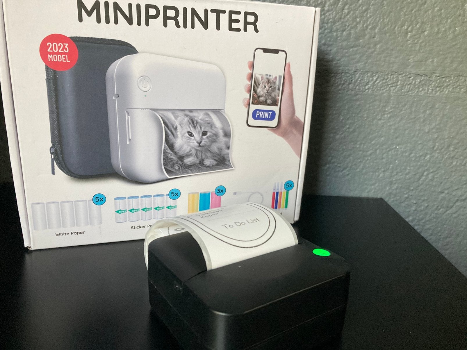 Mini pocket printer met case en papier, Computers en Software, Ophalen of Verzenden, Zo goed als nieuw