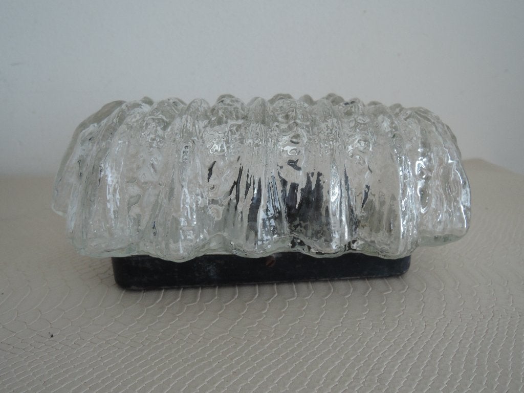Vintage plafonniere met glas, Huis en Inrichting, Lampen | Plafondlampen, Ophalen of Verzenden, Gebruikt, Glas, Plafondlamp