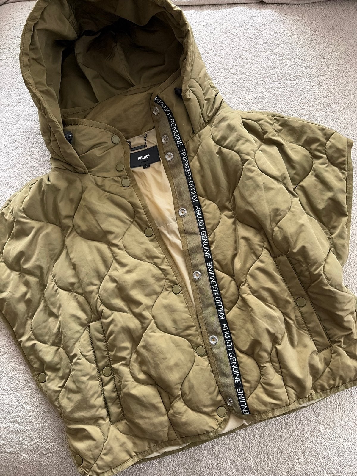 Khujo Gewatteerde Poncho Jas - Maat L, Zo goed als nieuw, Verzenden, Zo goed als nieuw, Maat 42/44 (L), Groen
