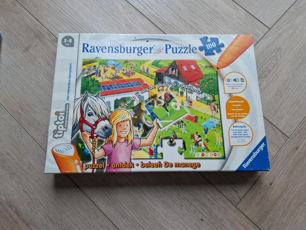 Ravensburger Tiptoi Puzzle 100 stukjes - De Manege, Ophalen of Verzenden, Gebruikt, Puzzelen, Met geluid