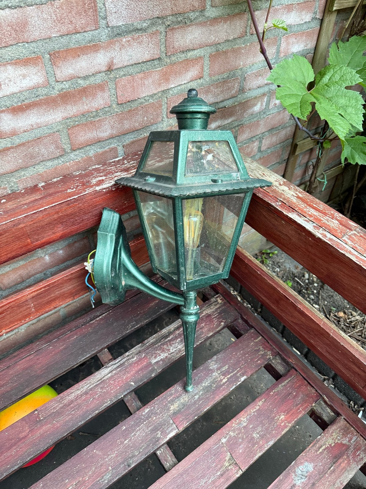 Groene buitenlantaarn, werkt perfect, Tuin en Terras, Buitenverlichting, Ophalen, Gebruikt, Wandlamp, Netvoeding