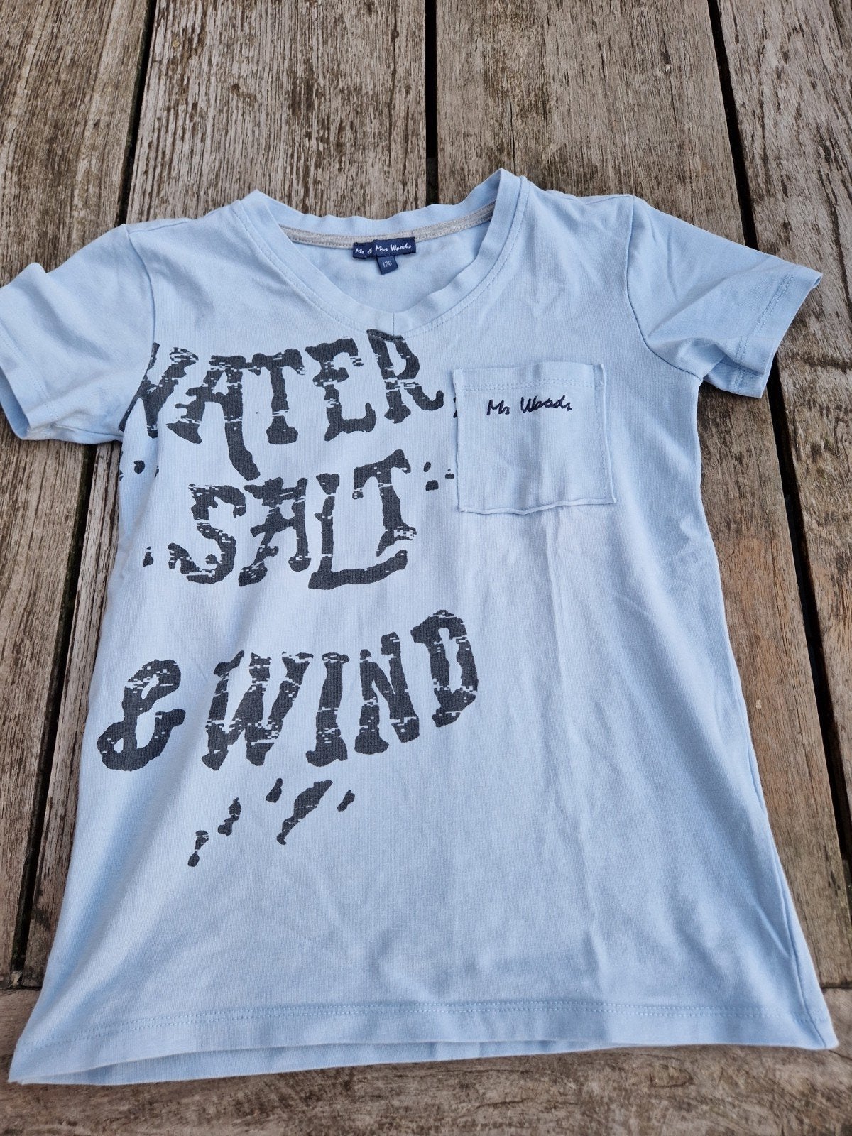 T-shirt 128 mr Woods water, salt& wind, Meisje, Mr Woods, Ophalen of Verzenden, Zo goed als nieuw