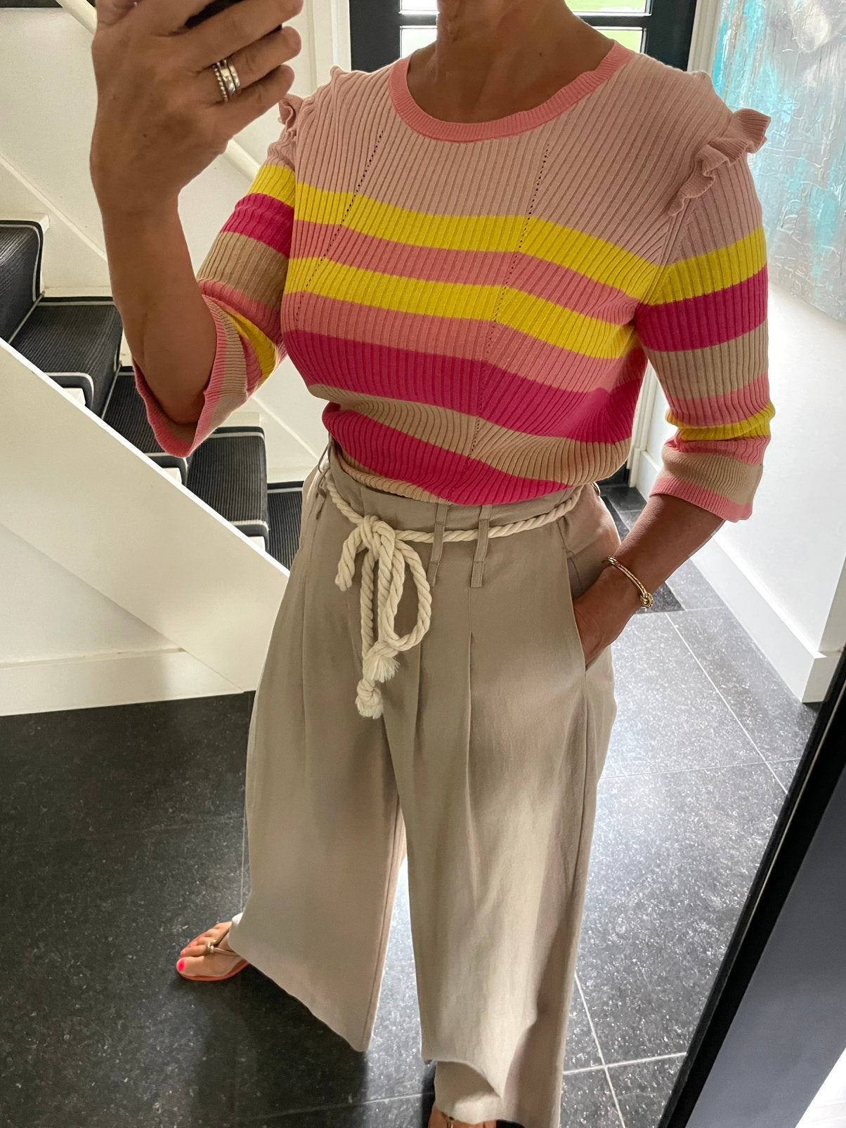 Twinset Milano,prachtig zomertruitje,leukefrisse kleuren, ML, Ophalen of Verzenden, Zo goed als nieuw, Maat 38/40 (M), Meerkleurig