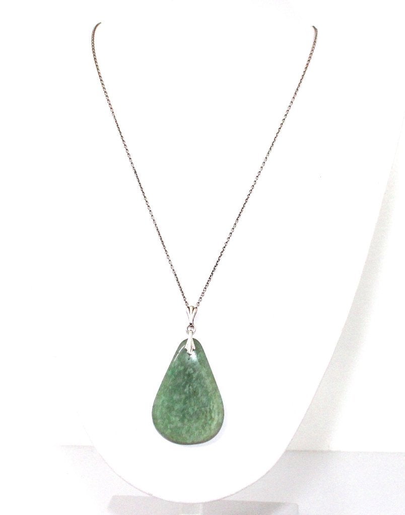 Schitterende Zilver XL Aventurijn Hanger & 54 CM  Ketting, Ophalen of Verzenden, Zo goed als nieuw, Met edelsteen, Groen
