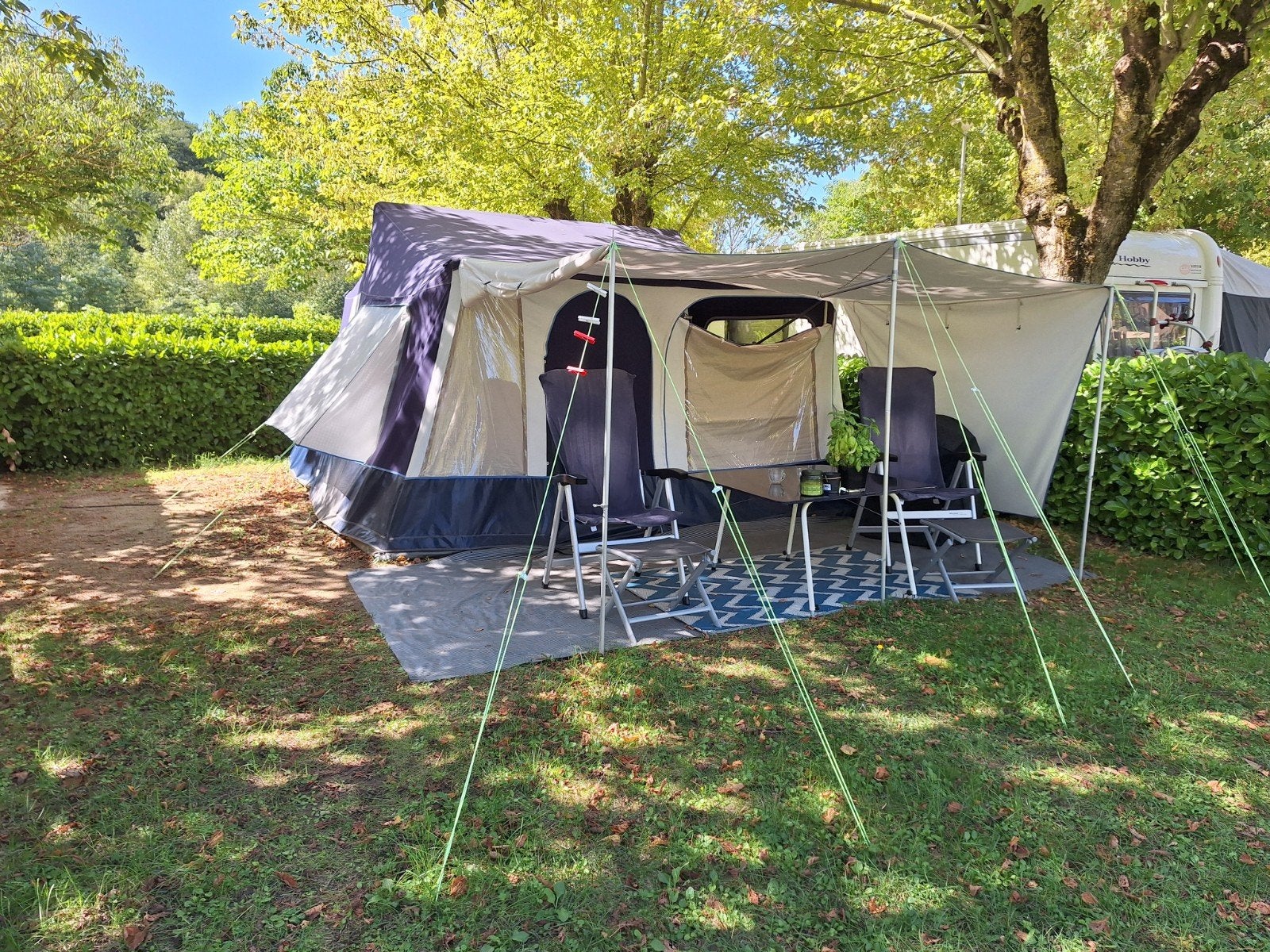 Vouwwagen Jamet Jametic. Blauw/wit, Caravans en Kamperen, Ophalen