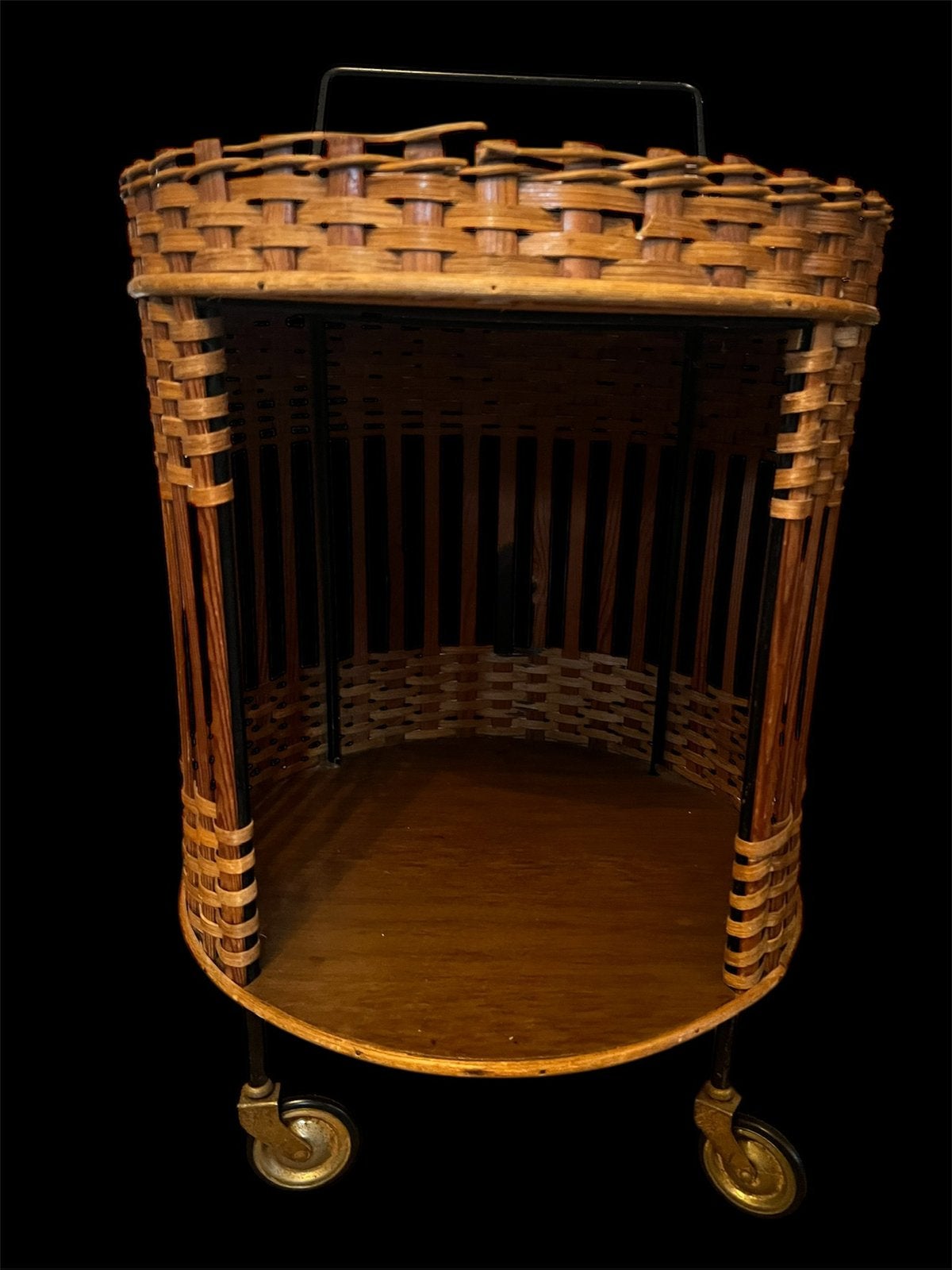 Vintage rotan bijzettafel | trolley | butlertray, Antiek en Kunst, Ophalen of Verzenden