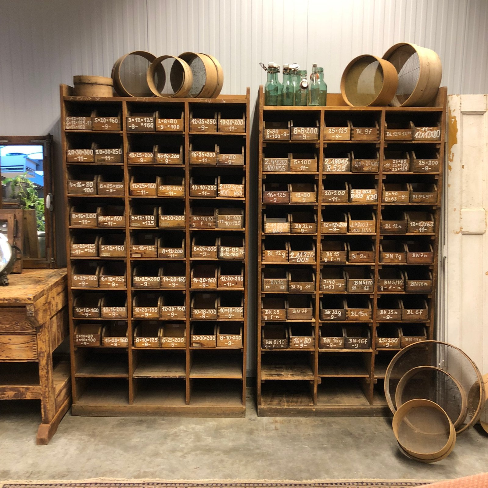 Oude ladekast, vakkenkast, vintage kast, industrieel, Ophalen