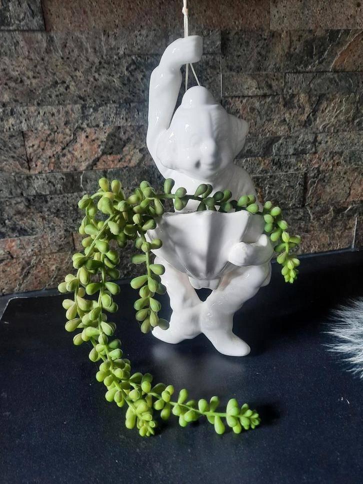 Witte plantenhanger 'Clown op schommel', Verzamelen, Retro, Ophalen of Verzenden, Huis en Inrichting