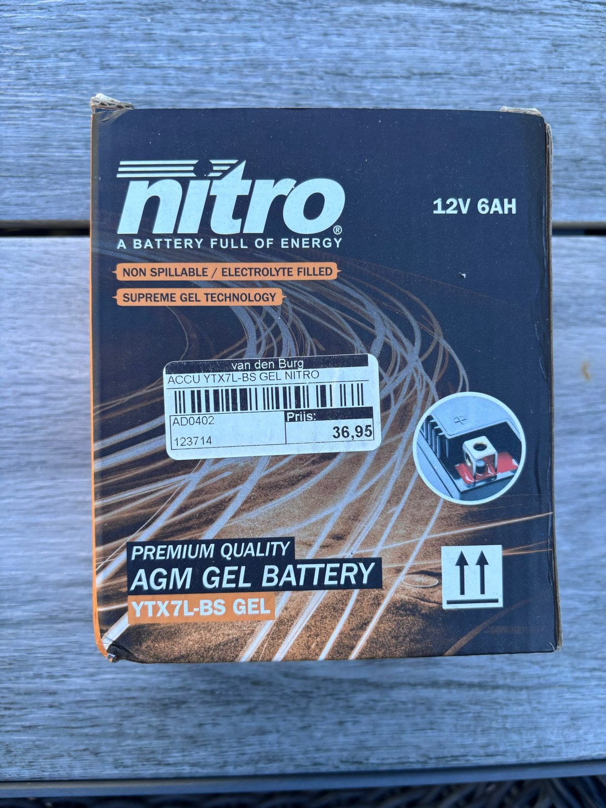 Nitro YTX7L-BS GEL Accu 12V 6Ah - Premium Kwaliteit, Nieuw, Universele onderdelen
