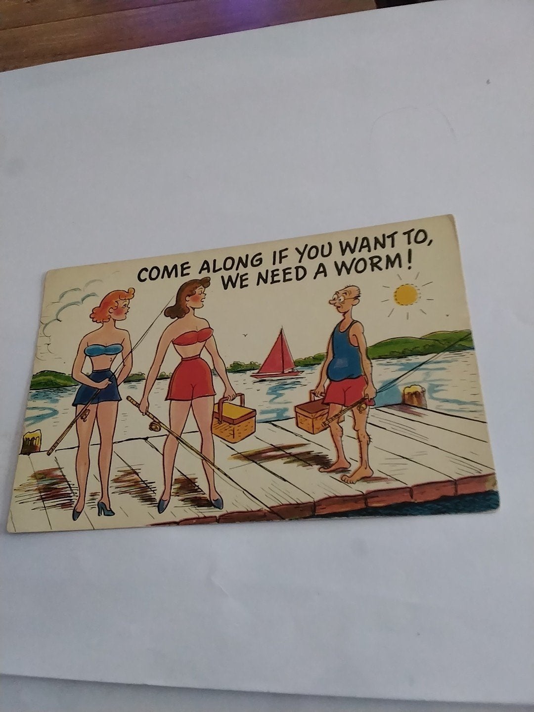 Vintage Humoristische Ansichtkaart - Vissen, Ophalen of Verzenden
