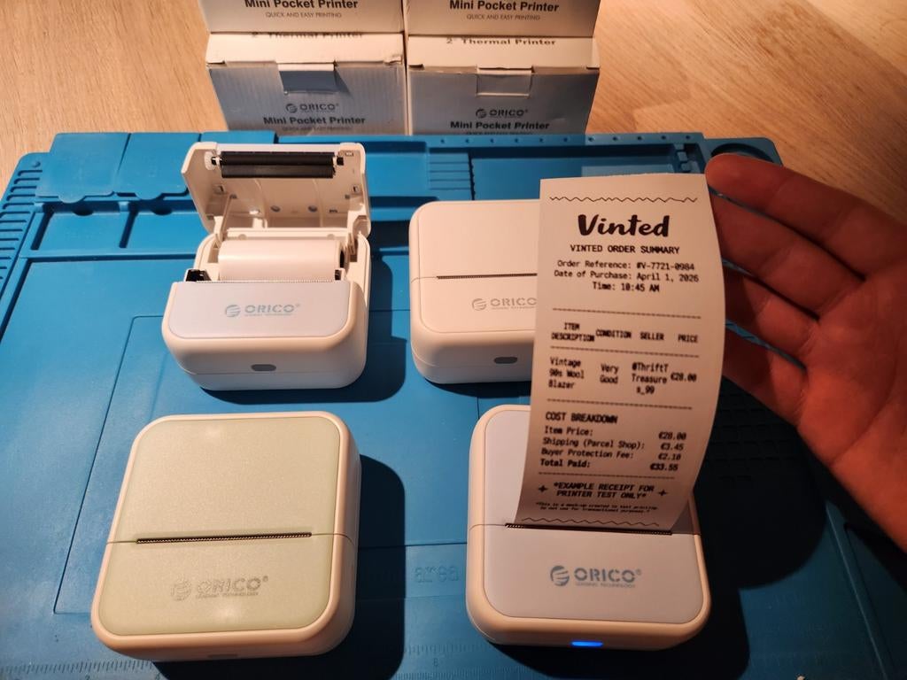 Mini Printer met 6 rollen en lader - Groen, Wit, Blauw, Roze, Computers en Software, Printers, Orico, Zwart-en-wit printen, Printer