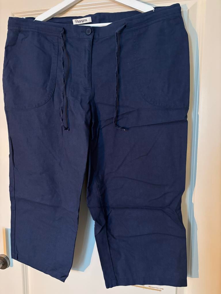 Nieuwe blauwe linnen driekwart broek bonprix, Ophalen of Verzenden, Nieuw, Blauw