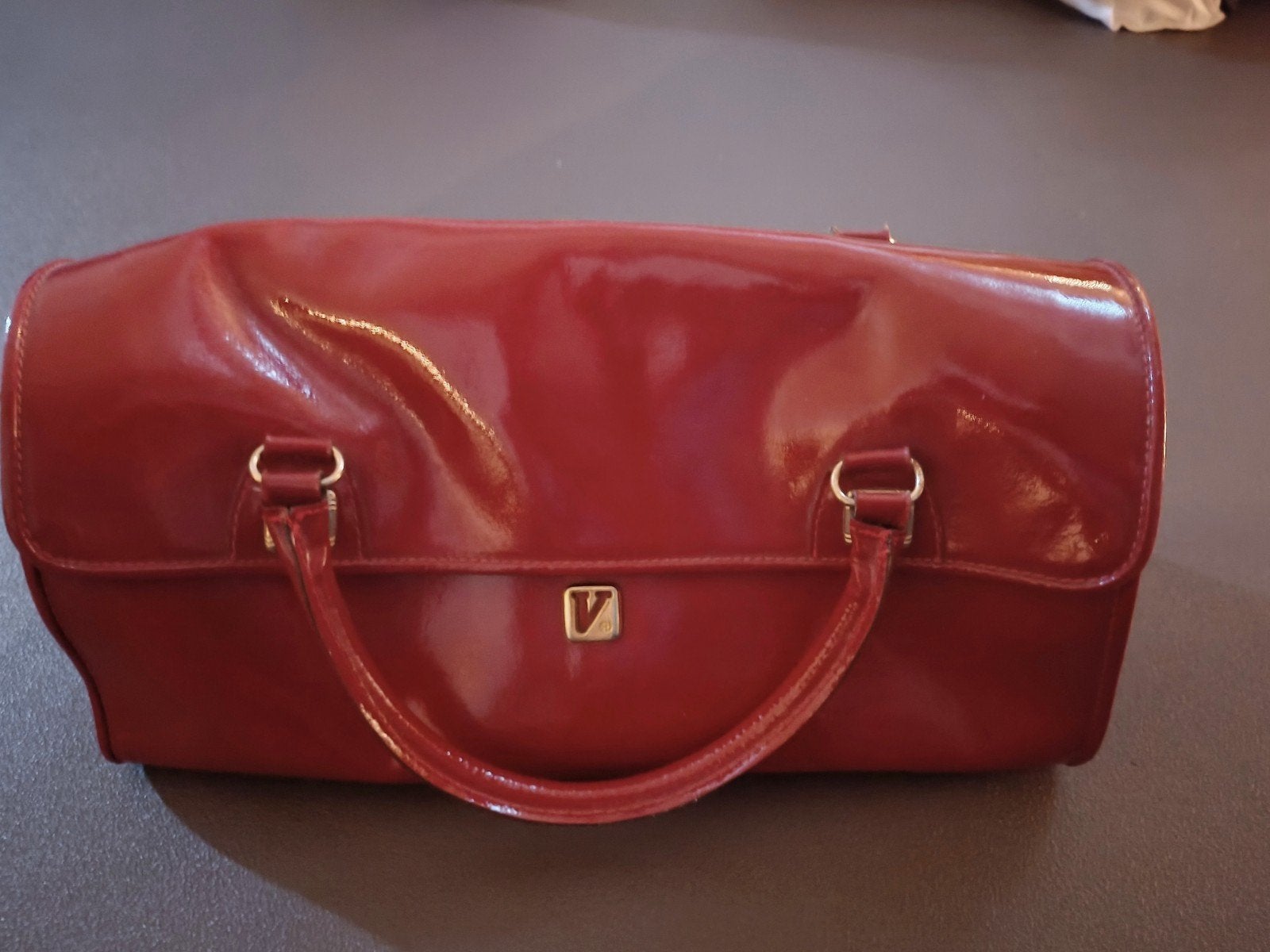 Vintage Valentina lakleren handtas, Ophalen of Verzenden, Gebruikt, Rood, Handtas