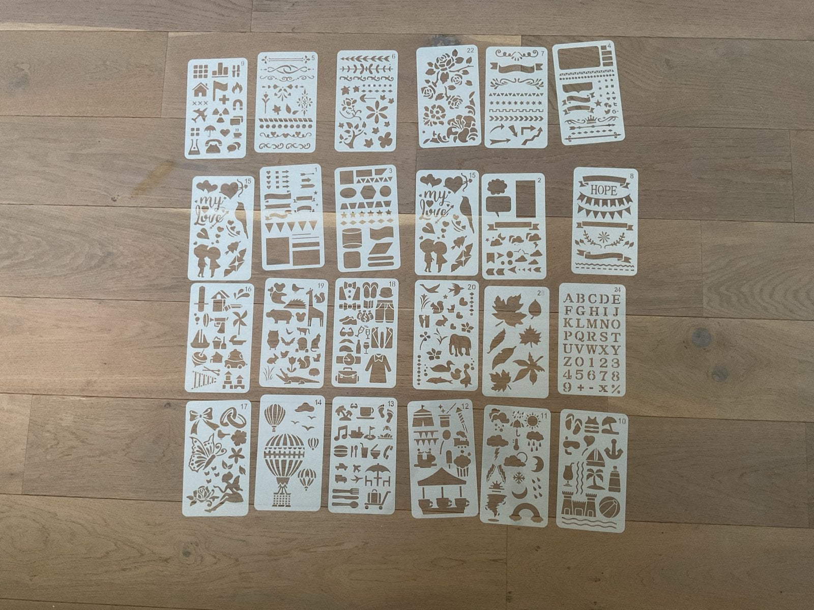 24x Bullet journal sjablonen / knutselsjablonen (nieuw!), Nieuw, Ophalen of Verzenden, Kunststof, Herbruikbaar