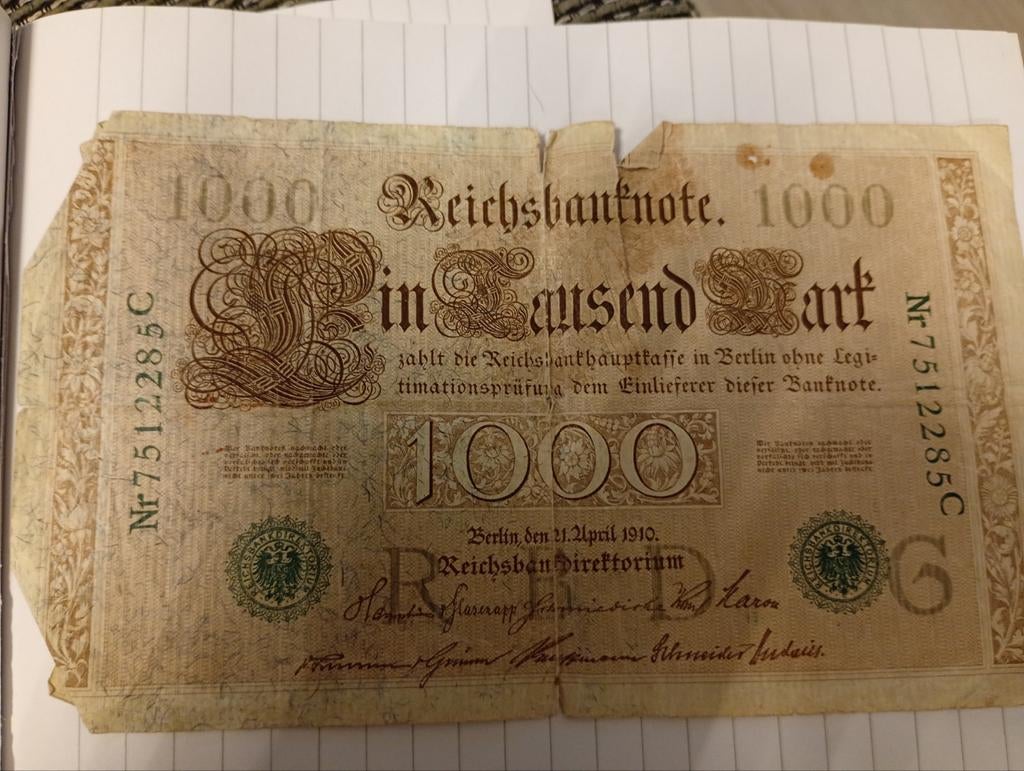 1000 Reichsbanknote 1910, Postzegels en Munten, Bankbiljetten | Europa | Niet-Eurobiljetten, Ophalen, Duitsland