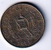 25  cent  1998  Guatemala. km. 278.6, Ophalen of Verzenden, Noord-Amerika, Losse munt