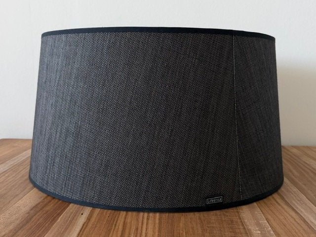 Antraciete stoffen lampenkap, Ophalen, 24 cm, Rond, Zo goed als nieuw