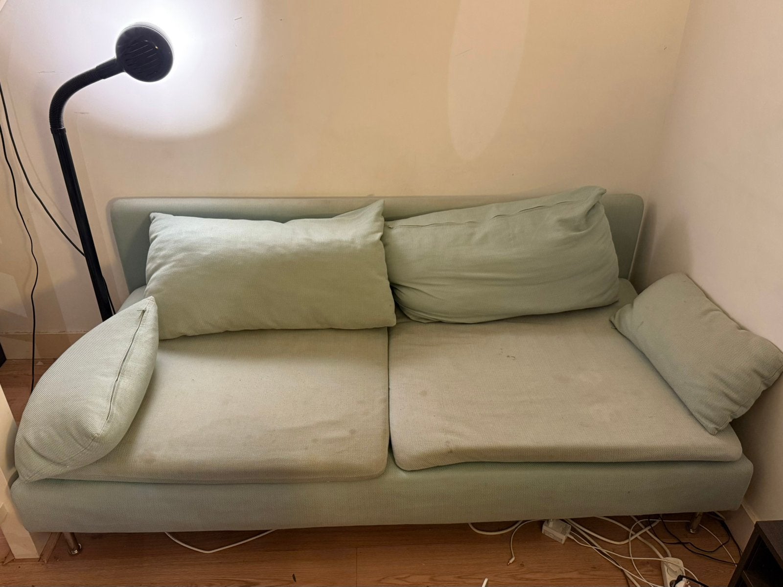 Ikea bank Soderhamn licht blauw, Ophalen, Gebruikt, 150 tot 200 cm, Driepersoons