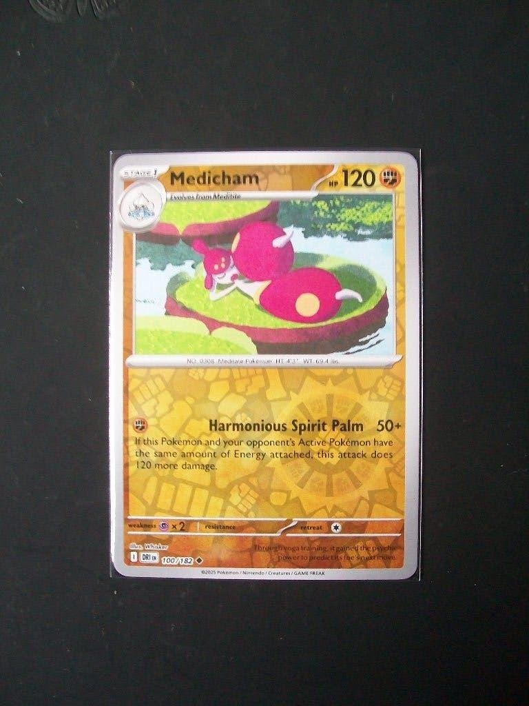 4249. Nieuwe Pokemon Kaart Holofoil MEDICHAM HP120 (100/182), Verzenden, Nieuw, Losse kaart, Foil