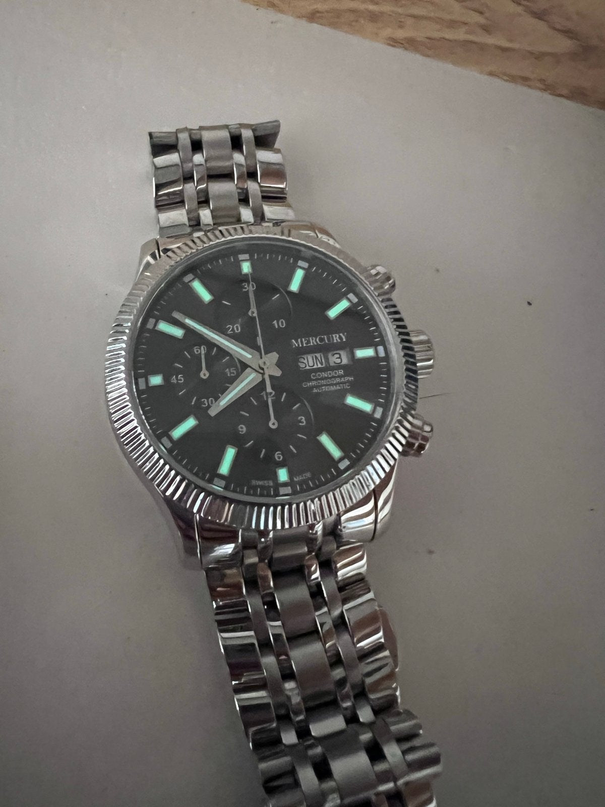 Mercury sport chronograaf eta 7750, Overige merken, Staal, Staal, Polshorloge