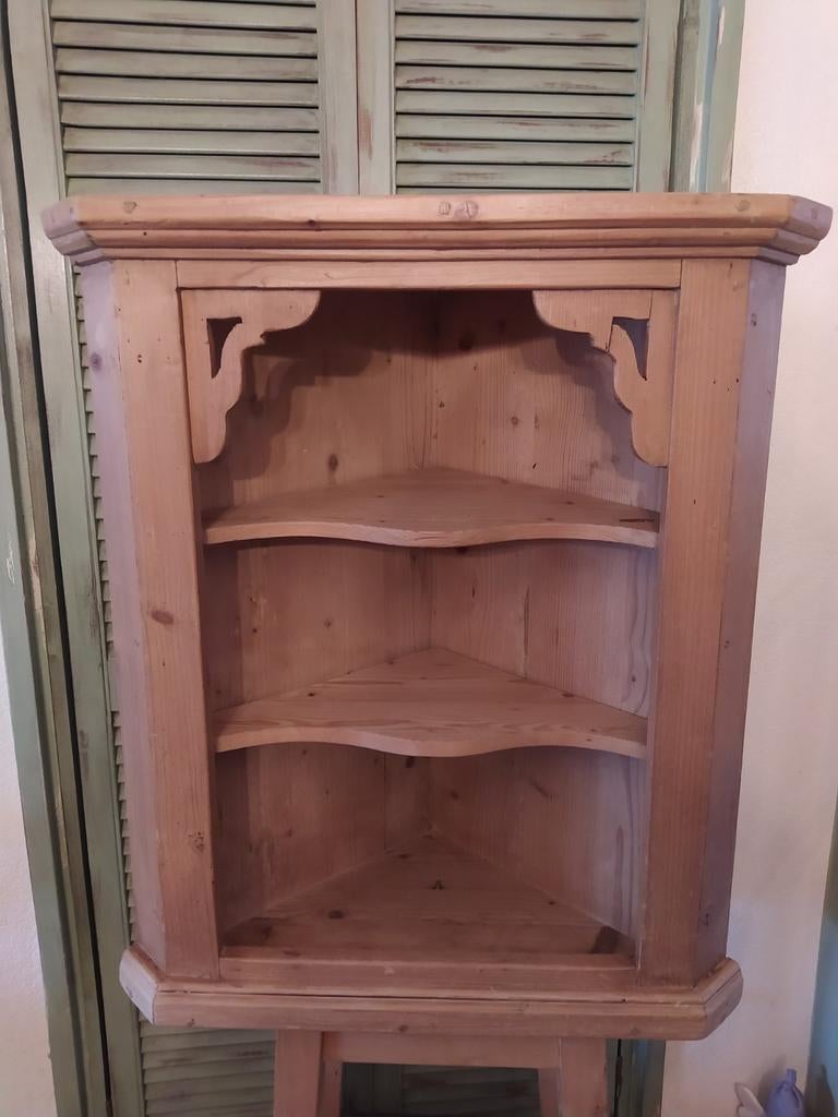 Brocante oud grenen hoekkastje, Ophalen, Gebruikt, 50 tot 100 cm, Minder dan 100 cm