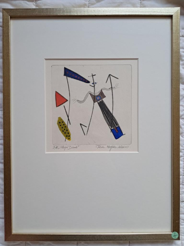 Rose Marijke Weiss - "A Hopi Dance" - Ets, gesigneerd, Ingelijst, Dagelijks leven, Ophalen of Verzenden, 1950 - 1999