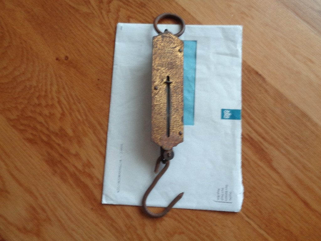 oude Hand Weegschaal, Ophalen of Verzenden, 500 gram of grover, Hangweegschaal, Gebruikt