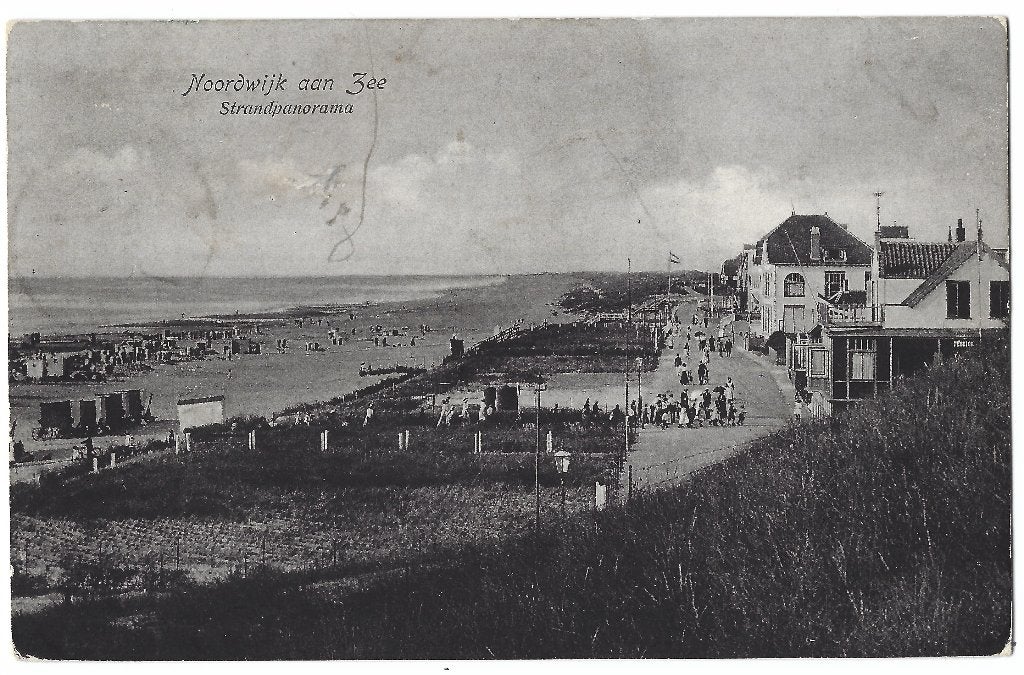 Noordwijk aan Zee, Strandpanorama, Ophalen of Verzenden, Voor 1920, Gelopen, Zuid-Holland