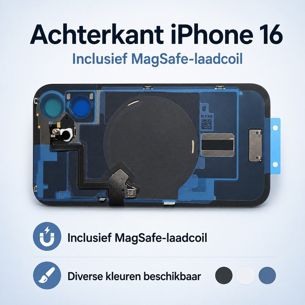 Achterkant iPhone 16 met MagSafe-laadcoil - Diverse kleuren, Ophalen of Verzenden, Nieuw, Overige typen, Apple