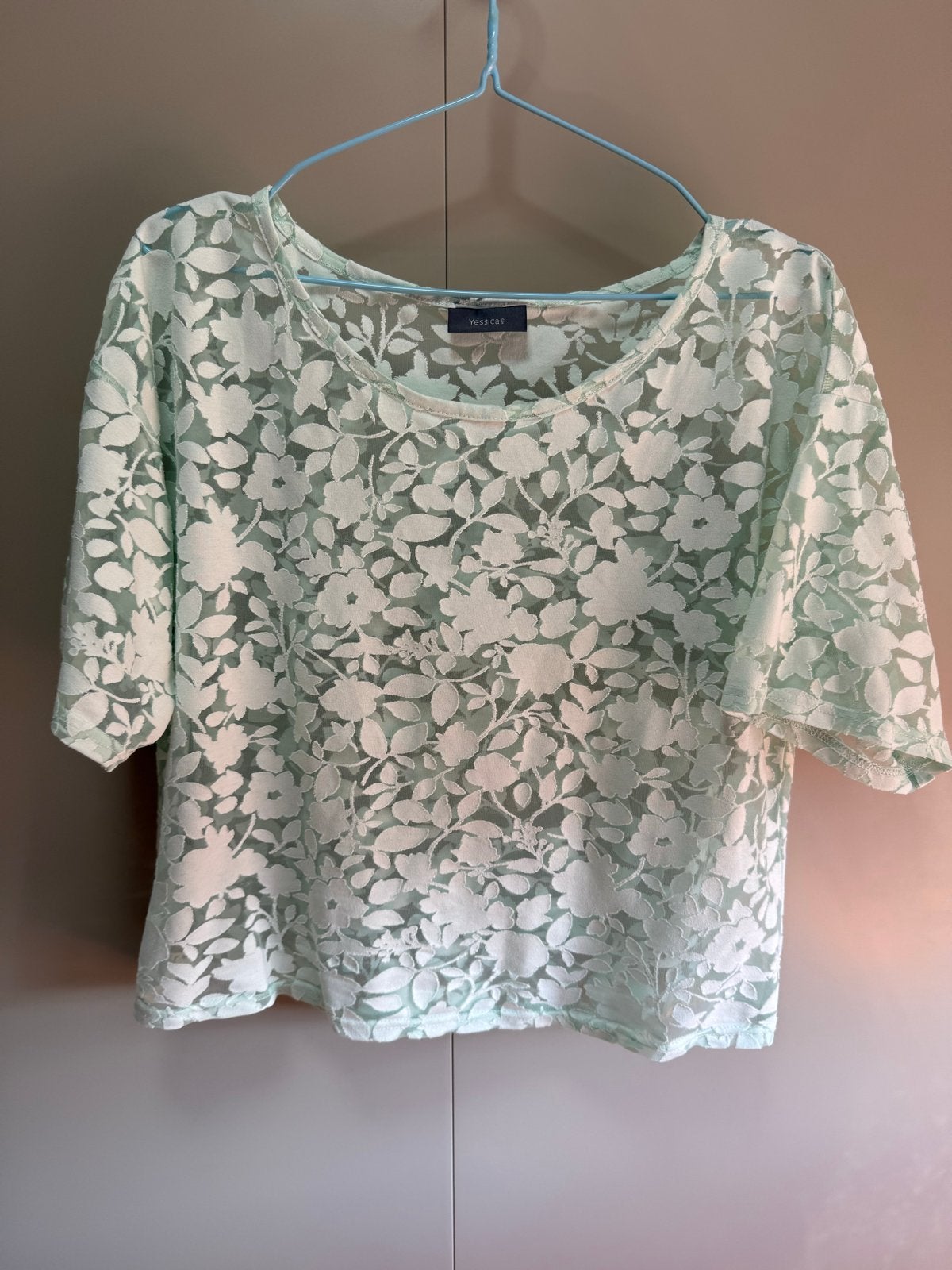 Yessica C&A mint Groen Kanten Top korte mouw Maat XXL, Maat 46/48 (XL) of groter, Ophalen of Verzenden, Zo goed als nieuw, Korte mouw
