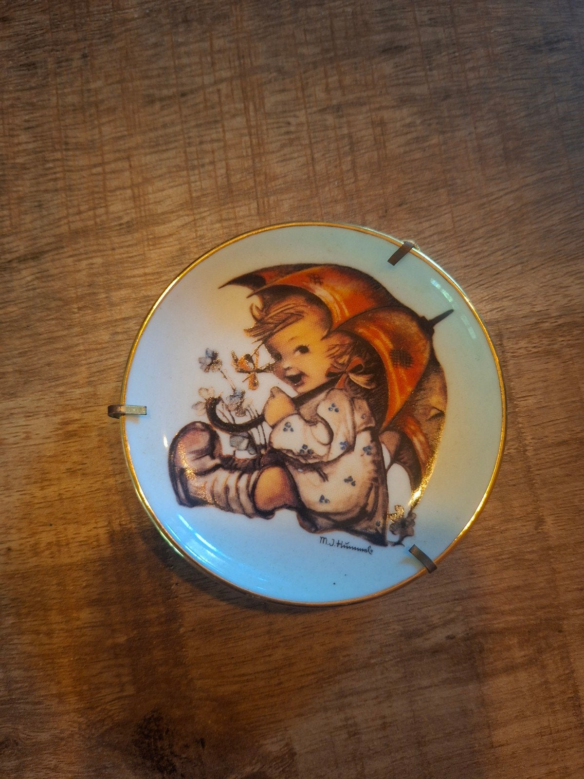 Vintage M.J. Hummel Reutter Porselein Bordje 'Umbrella Girl, Ophalen of Verzenden