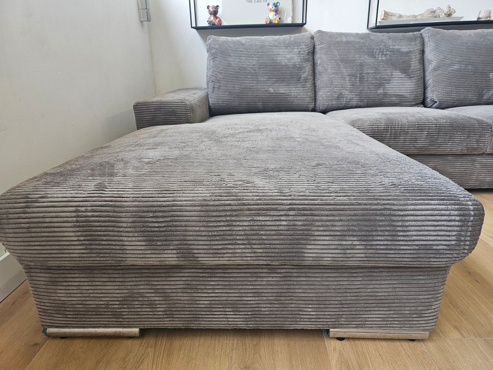 Hoekbank  - Ribstof  - Grjjs, 125 cm of meer, 125 cm of meer, Zo goed als nieuw, Info@homefriesland.nl