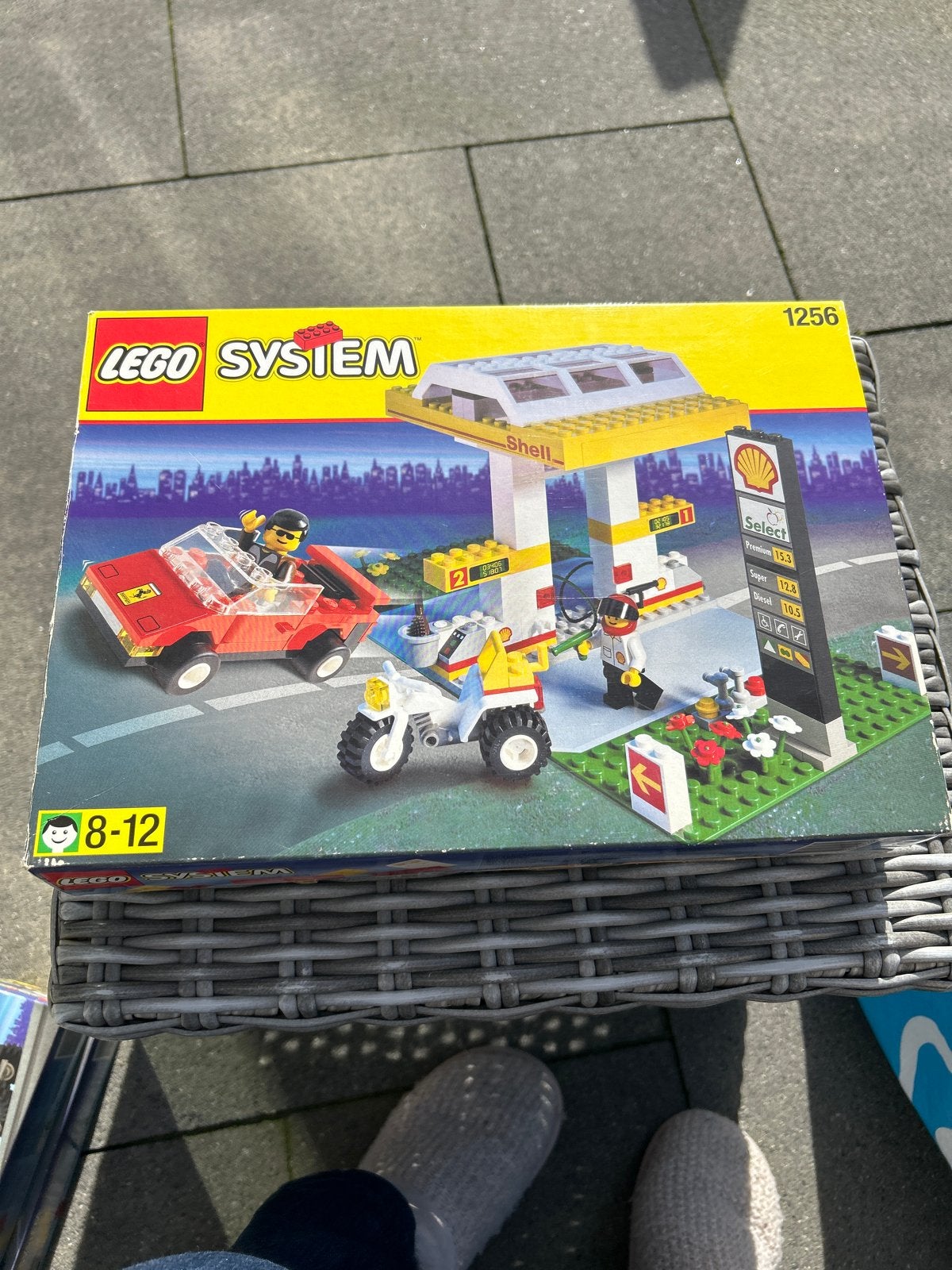 Lego System 1256 Shell Tankstation met auto en motor, Ophalen, Lego, Inclusief doos, Complete set