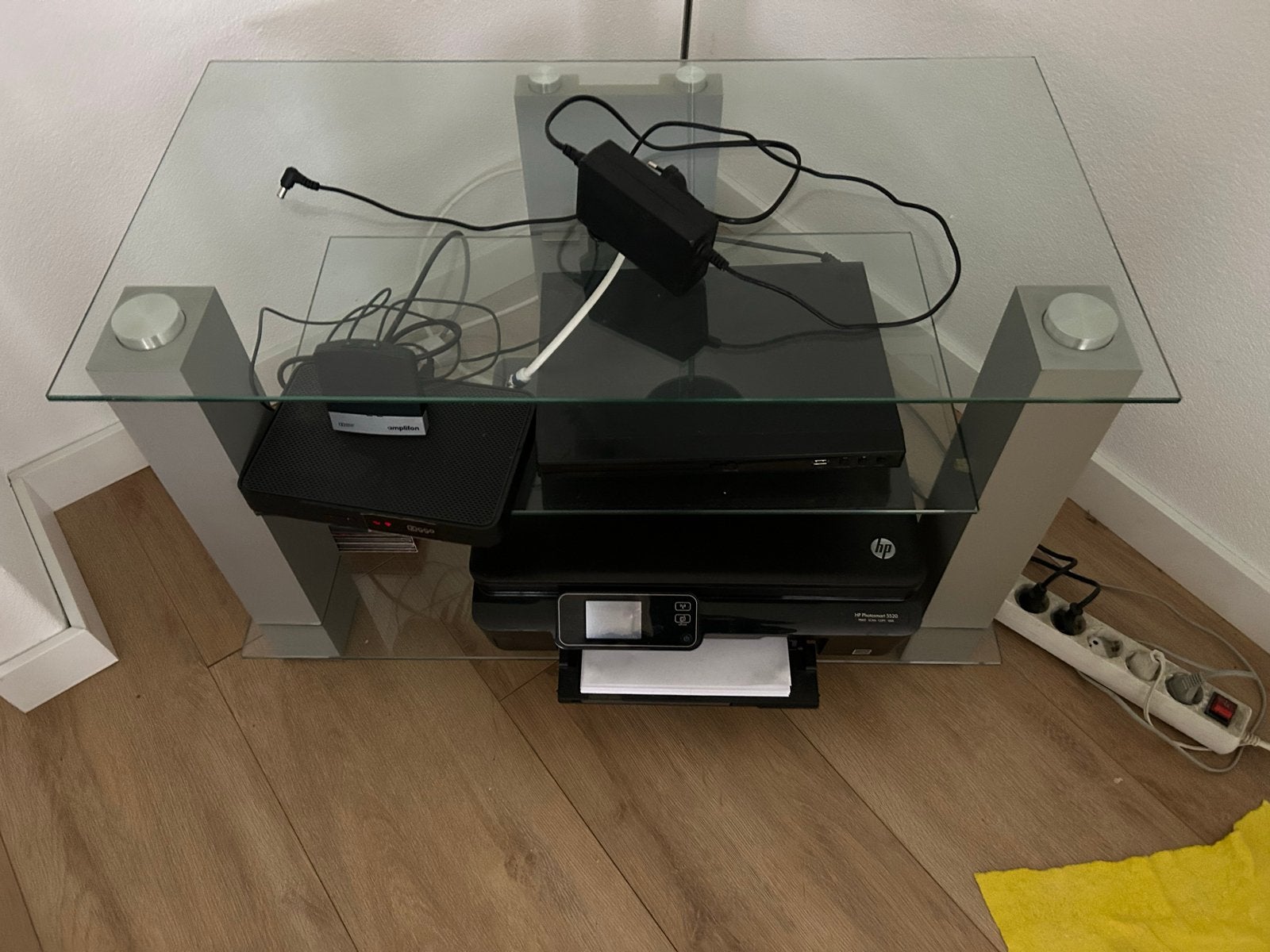 Glazen TV-meubel met 2 planken, Huis en Inrichting, Gebruikt, Glas, Minder dan 100 cm, 25 tot 50 cm